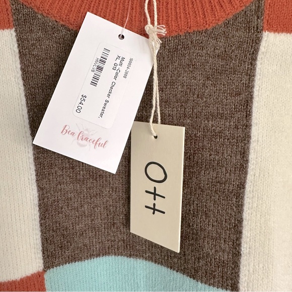 Ott Oversized Multi-colored Checkered Sweater NWT size XL - Picture 4 of 7